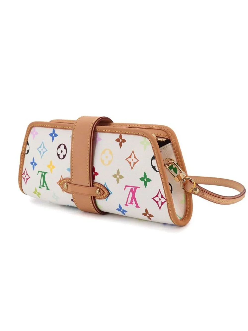 Louis Vuitton Monogram Multicolor Charlie 2-Way Shoulder Clutch Blanc